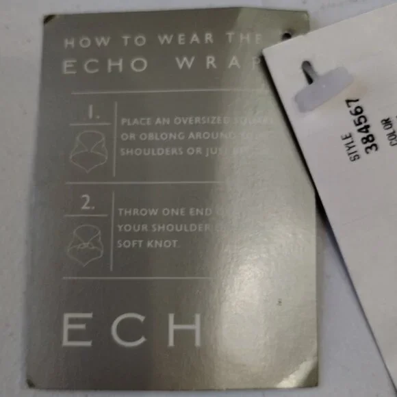 Echo Floral Silk Fringed Wrap Black NWT - Picture 6 of 6